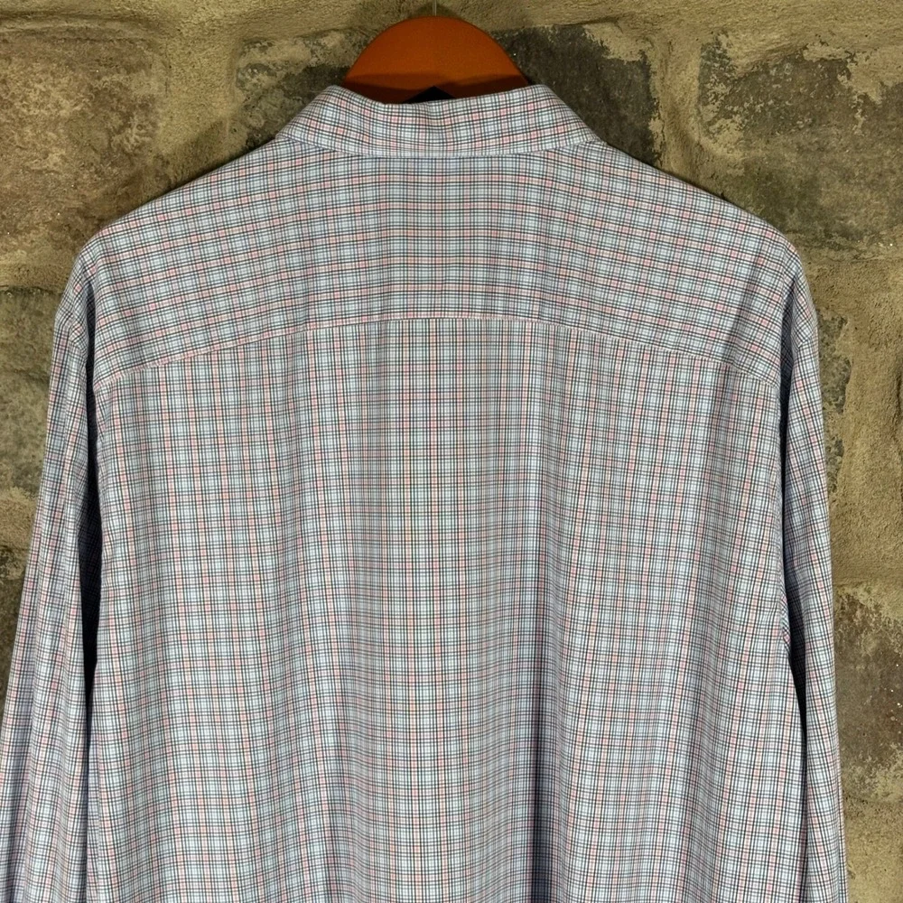 UNTUCKit XXL Plaid Shirt Mens Buehler 33987 Regular Fit‎ Blue Pink Long Sleeve